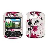 Premium White with Purple Flowers Snap-On Cover Hard Case Cell Phone Protec ....