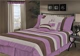 7Pcs Lavender King Suede Comforter Set Bed in a Bag