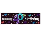 The Party Continues 40th Metallic Giant Sign Banner 65in x 20in