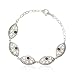 Sterling Silver Celtic Round-Shaped Garnet Marquise Bracelet, 7.25" Sterling Silver Celtic Round-Shaped Garnet Marquise Bracelet, 7.25"