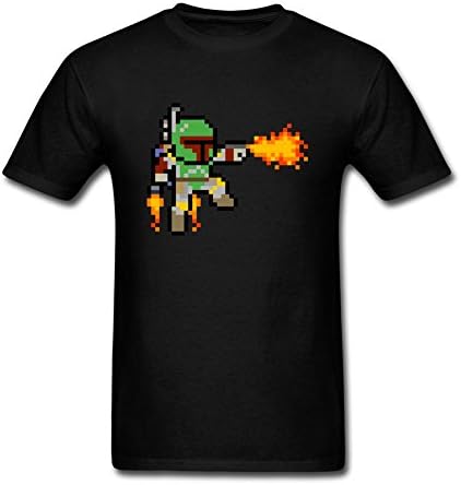 Huiki Men's 8 Bit Boba Fett T-shirt Black XXXL