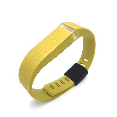 i-smile® 1PC Replacement Bands with Metal Clasps for Fitbit Flex / Wireless Activity Bracelet Sport Wristband / Fitbit Flex Bracelet Sport Arm Band (No tracker, Replacement Bands Only) & 1pc Black Silicon Fastener Ring For Free (Gold, Large)