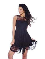 AX Paris Womens Lace Pintuck Skirt Dress