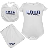 North Carolina Tar Heels Baby Tar Heel White Creeper, Bib & Receiving Blanket