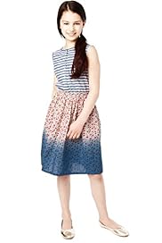 Pure Cotton Striped & Floral Skirt Dress