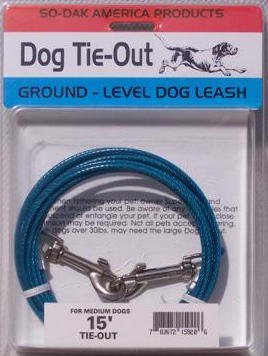 15' Medium Dog Tie Out Cable Leash