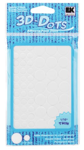 EK Success 3-D Dots Adhesive Foam, White Circles, 48 Large/78 Small