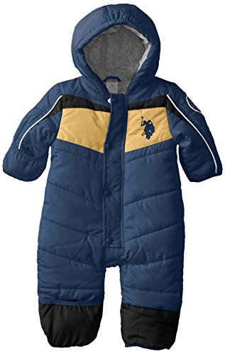 U.S. Polo Assn. Baby Boys' Chest Stripe Puffer Bunting Snowsuit