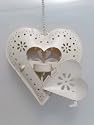 Distressed White Hanging Heart Tealight Holder