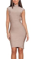 Turtleneck Nylon/Rayon/Spandex Backless Stretchy Bandage Dress 