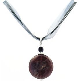 Necklace - N38 - Genuine Semi Precious Gemstone on Five-Strand Organza and... by SERENITY CRYSTALS
