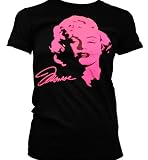 Marilyn Monroe In Pink Neon Juniors Girls T-shirt, Monroe Signature Juniors Tee