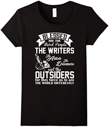 Women's Blessed Are The Weird People The Writers Artists T-Shirt Large Black