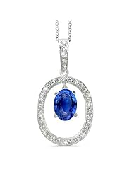 Large Duo Oval Diamond Pendant In 18K White Gold With A 1.00 ct. Genuine Blue Sapphire Center Stone.