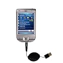 Retractable USB Cable for the HP iPaq 110 with Power Hot Sync and Charge capabilities - Gomadic Brand w/ TipExchange Technology