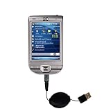 Retractable USB Cable for the HP iPaq 110 with Power Hot Sync and Charge capabilities - uses Gomadic TipExchange Technology