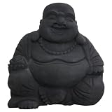 Black Casted Stone Happy Buddha Statue