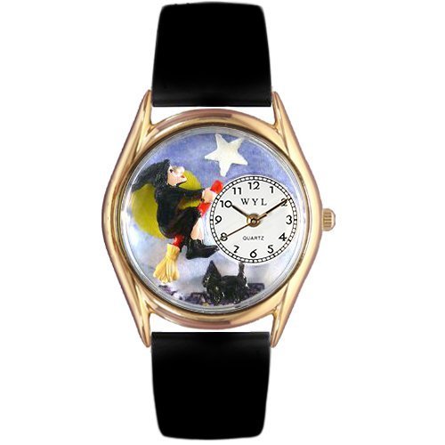 Whimsical Watches Women's C1220004 Classic Gold Christmas Snowman Red Leather And Goldtone Watch