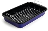 Review Paderno 6657 / Paderno 15 Inch Baker Pan with rack, Cobalt Blue
