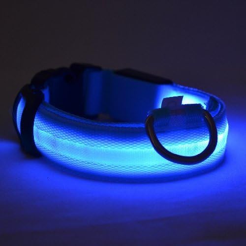 LED Dog Safety Collar Flashing Light up,- Keep Your Friend Safe in Night Walks (Small (13.8~16.9inch) , Blue) by WOWMO