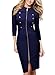Miusol Women's Stand Collar Navy Style 2/3 Sleeve Slim Business Pencil Dress