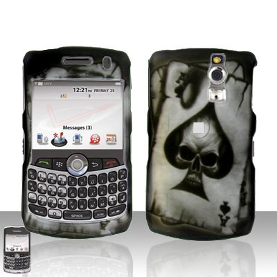 Blackberry Curve 8330 8320 8310 8300 Spade Skull Snap on Hard Case Cover Faceplate Shield Protector + 2 Bio Degradable Screen Wipes