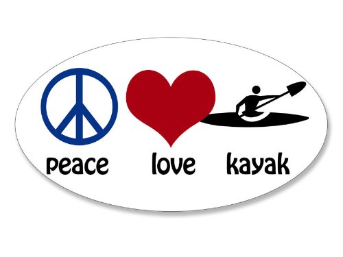 OVAL Peace Love Kayak Sticker (kayaking paddle kayaker)