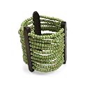 Glass Beads and Wood Green Bracelet-Wood Accent "Make a Statement" -Fair Trade Gifts