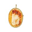 14K Yellow Gold Carnelian Shell Horse Locket