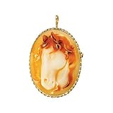 14K Yellow Gold Carnelian Shell Horse Locket