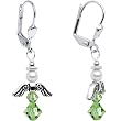 Handmade August Birthstone Angel Silver Plated Earrings MADE WITH SWAROVSKI ELEMENTS