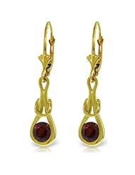 14k Solid Gold Leverback Knot Earrings with Garnets