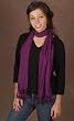 10" X 66" Solid Embroidered Rayon Scarf - Purple