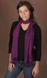 10 X 66 Solid Embroidered Rayon Scarf - Purple
