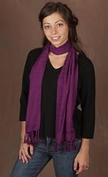10" X 66" Solid Embroidered Rayon Scarf - Purple