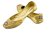 FREE ANKLET with Starlite Ladies / women Beaded & Diamante Golden Leather Khussa Fashion Shoes / Pumps