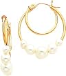 14K Gold Fancy Cultured Pearl Hoop Earrings Jewelry