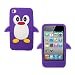 Touch 4 Purple Cute Penguin Protective Soft Silicone Back Case Cover Shield For Apple iPod Touch 4 4th Gen Generation From My Fone UK