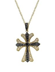 Effy Jewlery Prism Black & White Diamond Cross Pendant, 0.57 TCW