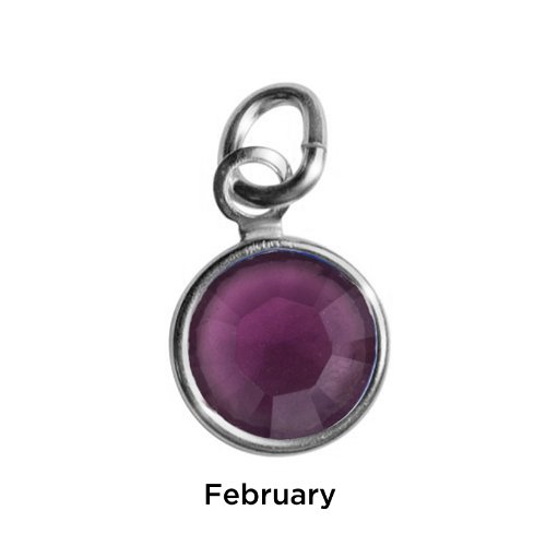 Sterling Silver Mother's Loving Embrace Purple Crystal Charm
