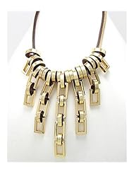 Gold Leather Necklace In White Base