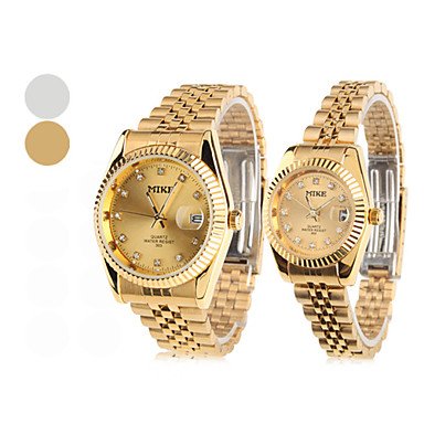 Fashion watch - couple s quartz analog diamond dial steel band wr…