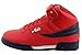 Fila Boy's F-13 Red/Navy/White Leather Mid-Top Basketball Sneakers Shoes