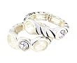 Ring Set - R85 - Stretch - 2 Piece Set - Ring Size 7 - Will Stretch Even Bigger ~ Silver Tone Metal with Glass Beads and Clear Crystals