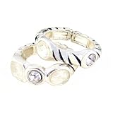 Ring Set - R85 - Stretch - 2 Piece Set - Ring Size 7 - Will Stretch Even Bigger ~ Silver Tone Metal with Glass Beads and Clear Crystals