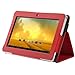 Foxnovo 4 in 1 PU Flip Case Screen Guard Stylus Pen Cleaning Cloth Set for Q88 Q8 7 inch Tablet PC Red