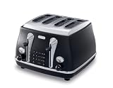 De'Longhi Icon a CTO4003.OB 4 Slot Toaster - High Gloss Onyx Black