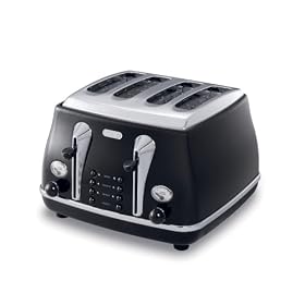De'Longhi Icona 4 Slot Toaster (High Gloss Onyx Black)