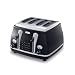 De'Longhi Icona 4 Slot Toaster (High Gloss Onyx Black)