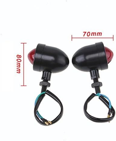 Push Cart Universal Motorcycle Turn Signal Indicator Red Blinker Lights Lamp Bullet (Black)